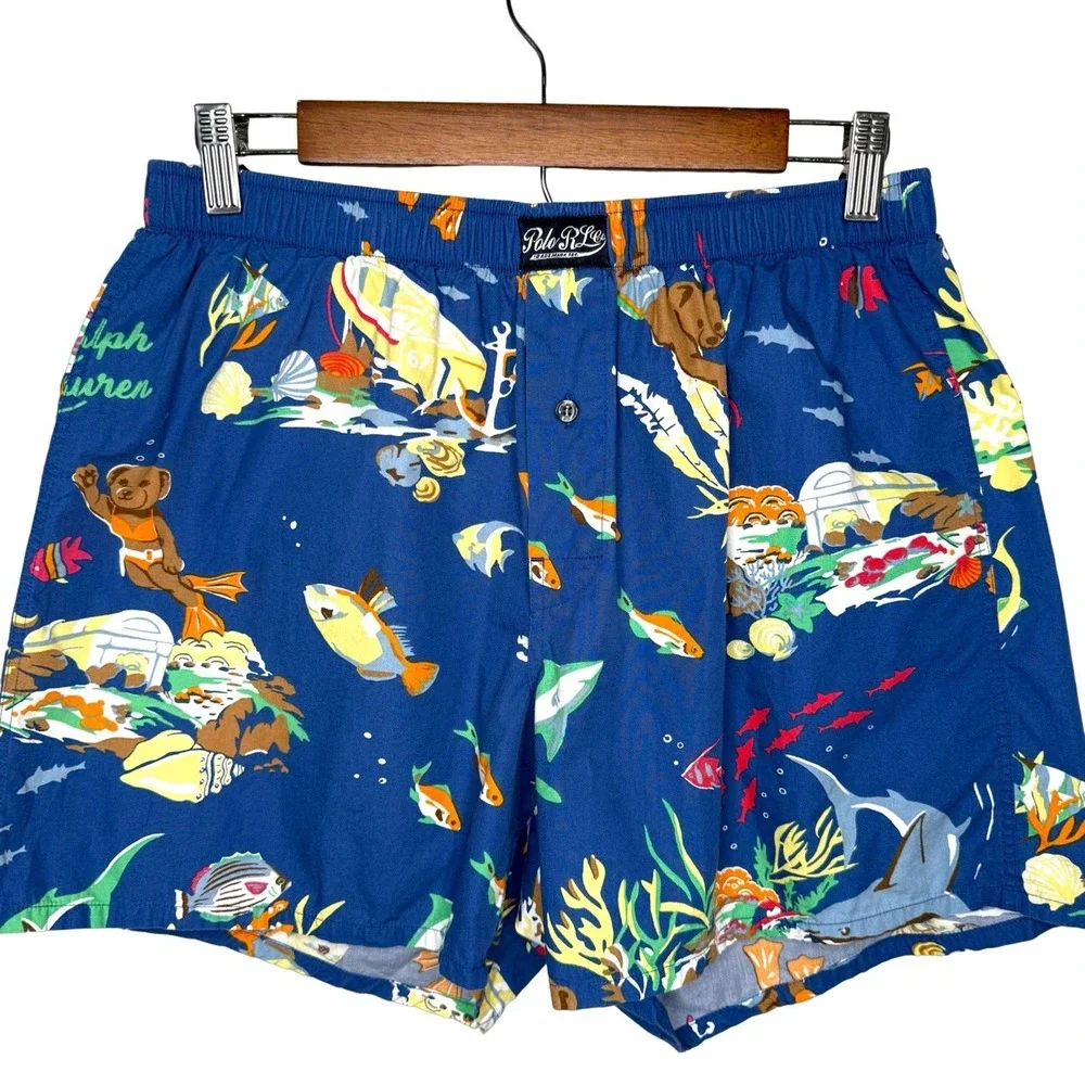 Polo Ralph Lauren Bear Sleepwear Shorts Men's Medium Beach Ocean Lounge